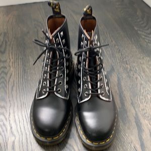Dr. Martens Black and White Lace-Up Boots